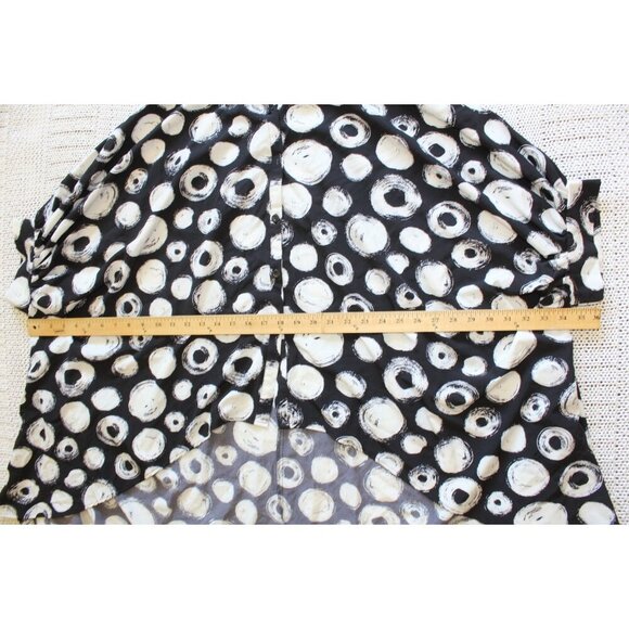 P Luca Milano Oversize Dot High Low Hem Blouse Sz. OS Button front Black & White - Picture 2 of 8